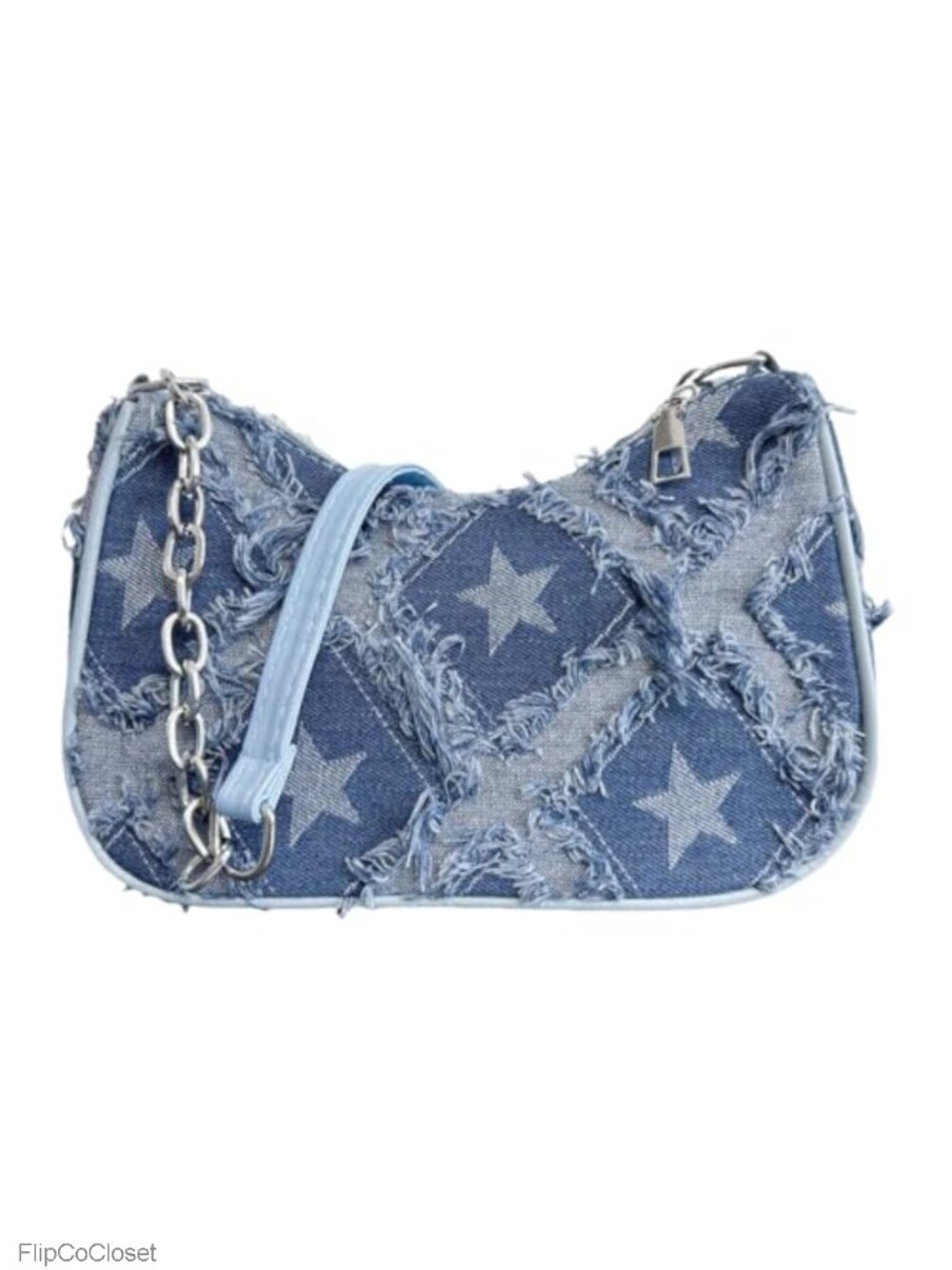 Denim Shoulder Bag Women Y2K Trapezoid Purse Zip Closure Retro Underarm Handbag